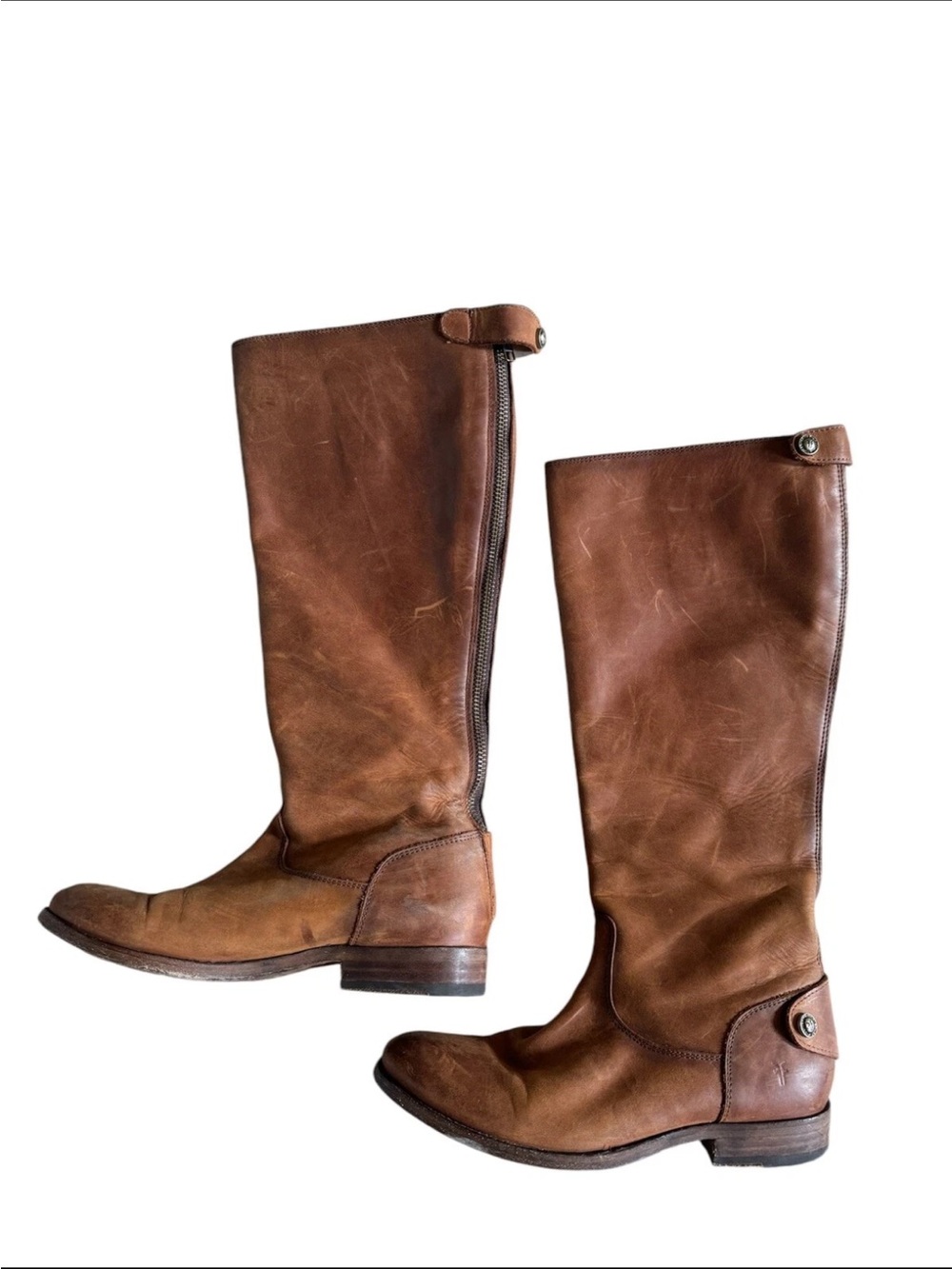 Frye Women's Melissa Button Leather Tall Riding Boots Cognac Size 6 B
